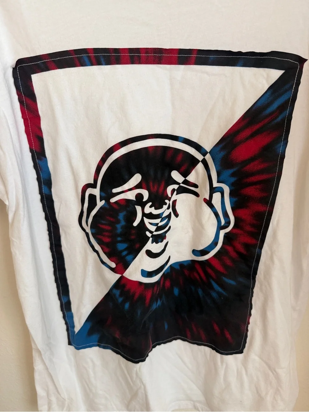 True Religion White Short-Sleeve Tee with Red & Blue Graphic